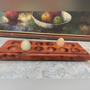 Handmade cedar farm fresh egg holder